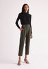 Paisie Cropped Button Detail Trousers in Army Green
